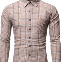 Ericdress Plaid Button Lapel Single-Breasted Slim Men’s Shirt