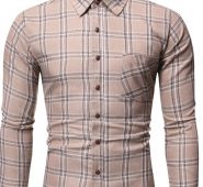 Ericdress Plaid Button Lapel Single-Breasted Slim Men’s Shirt