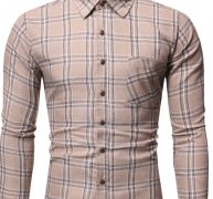 Ericdress Plaid Button Lapel Single-Breasted Slim Men’s Shirt