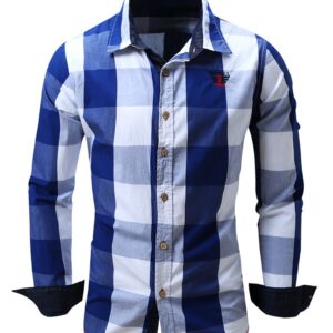 Ericdress Plaid Color Block Casual Men's Shirt