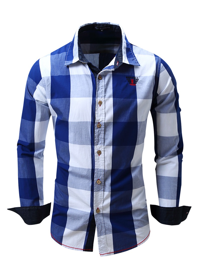 Ericdress Plaid Color Block Casual Men's Shirt