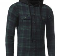 Ericdress Plaid Hood Patched Casual Men’s Shirt