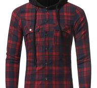 Ericdress Plaid Hood Patched Casual Men’s Shirt