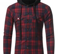 Ericdress Plaid Hood Patched Casual Men’s Shirt