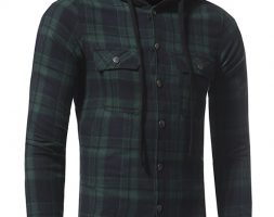 Ericdress Plaid Hood Patched Casual Men’s Shirt
