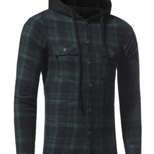 Ericdress Plaid Hood Patched Casual Men's Shirt