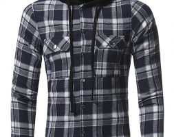 Ericdress Plaid Hood Patched Casual Men’s Shirt