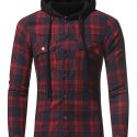 Ericdress Plaid Hood Patched Casual Men’s Shirt