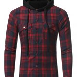 Ericdress Plaid Hood Patched Casual Men’s Shirt