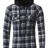 Ericdress Plaid Hood Patched Casual Men’s Shirt