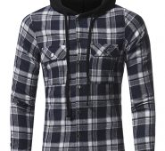 Ericdress Plaid Hood Patched Casual Men’s Shirt