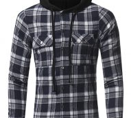 Ericdress Plaid Hood Patched Casual Men’s Shirt
