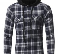 Ericdress Plaid Hood Patched Casual Men’s Shirt