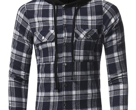 Ericdress Plaid Hood Patched Casual Men’s Shirt