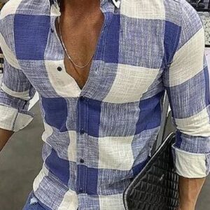 Ericdress Plaid Lapel European Single-Breasted Men's Shirt