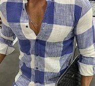 Ericdress Plaid Lapel European Single-Breasted Men’s Shirt