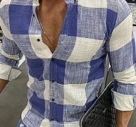Ericdress Plaid Lapel European Single-Breasted Men’s Shirt