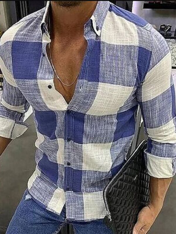 Ericdress Plaid Lapel European Single-Breasted Men's Shirt
