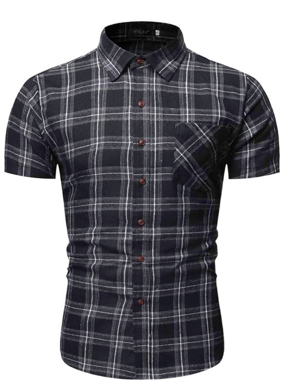 Ericdress Plaid Print Lapel Single-Breasted Men's Shirt