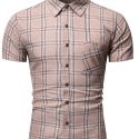 Ericdress Plaid Print Lapel Single-Breasted Men’s Shirt