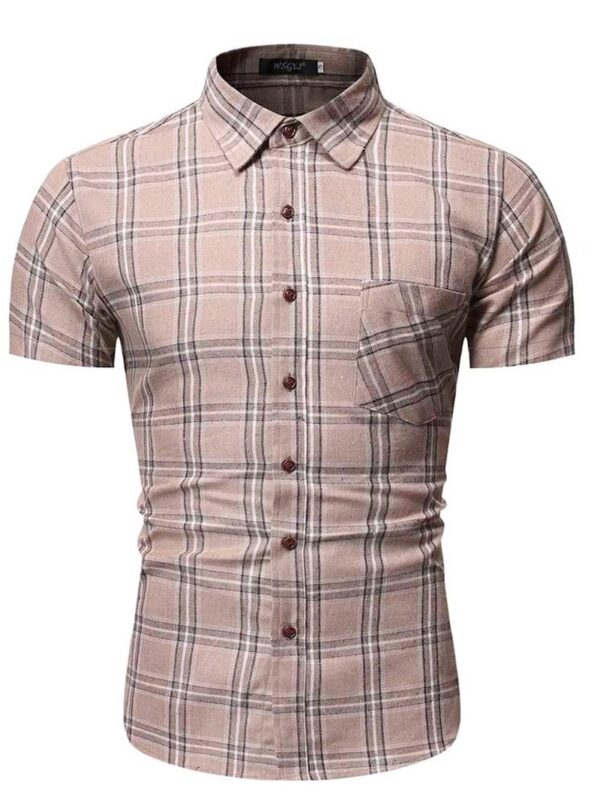 Ericdress Plaid Print Lapel Single-Breasted Men's Shirt