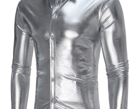 Ericdress Plain Bright Surface Unique Men’s Shirt