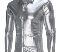 Ericdress Plain Bright Surface Unique Men’s Shirt