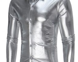 Ericdress Plain Bright Surface Unique Men’s Shirt