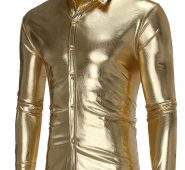 Ericdress Plain Bright Surface Unique Men’s Shirt