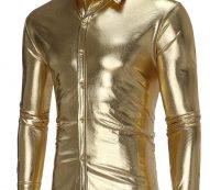 Ericdress Plain Bright Surface Unique Men’s Shirt