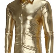 Ericdress Plain Bright Surface Unique Men’s Shirt