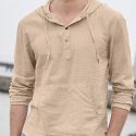 Ericdress Plain Button Hooded Loose Style Men’s Shirt