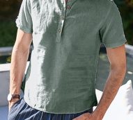 Ericdress Plain Casual Stand Collar Loose Men’s Shirt