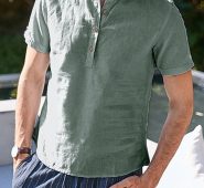 Ericdress Plain Casual Stand Collar Loose Men’s Shirt