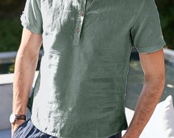 Ericdress Plain Casual Stand Collar Loose Men’s Shirt