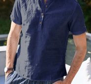 Ericdress Plain Casual Stand Collar Loose Men’s Shirt