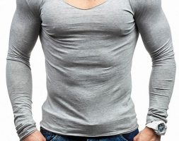 Ericdress Plain European Slim Mens T-shirt