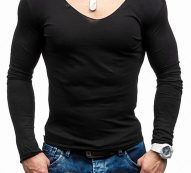 Ericdress Plain European Slim Mens T-shirt