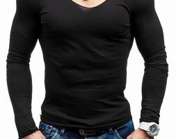 Ericdress Plain European Slim Mens T-shirt