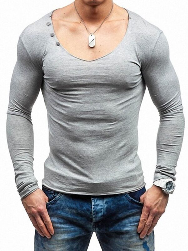 Ericdress Plain European Slim Mens T-shirt