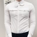 Ericdress Plain Korean Pocket Slim Men’s Shirt