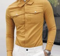 Ericdress Plain Korean Pocket Slim Men’s Shirt