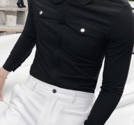 Ericdress Plain Korean Pocket Slim Men’s Shirt