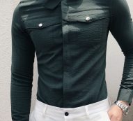 Ericdress Plain Korean Pocket Slim Men’s Shirt