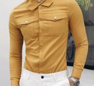 Ericdress Plain Korean Pocket Slim Men’s Shirt