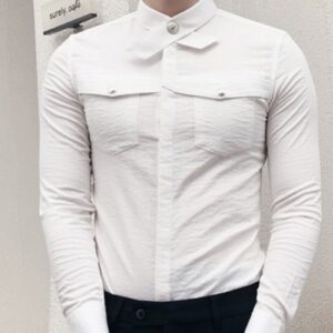 Ericdress Plain Korean Pocket Slim Men's Shirt