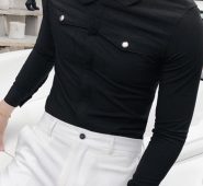 Ericdress Plain Korean Pocket Slim Men’s Shirt