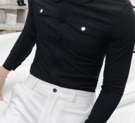 Ericdress Plain Korean Pocket Slim Men’s Shirt