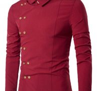 Ericdress Plain Lapel Button Double-Breasted Fall Men’s Shirt