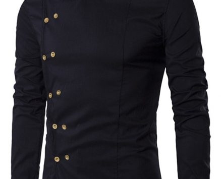 Ericdress Plain Lapel Button Double-Breasted Fall Men’s Shirt